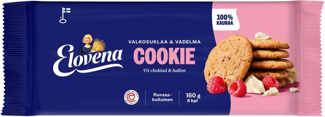 Elovena 160g valkosuklaa & vadelma cookie