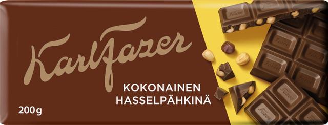 Karl Fazer kokonaisia hasselpähkinöitä tumma suklaalevy 200g