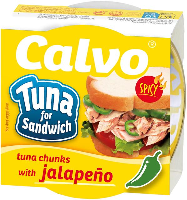 Calvo tuna for sandwich tuunikala tükid jalopenoga õlis 142g