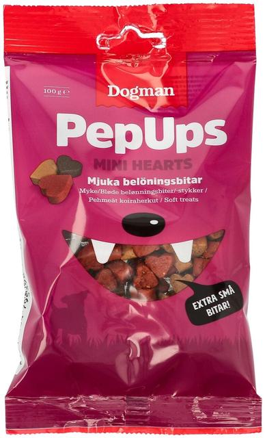 Dogman PepUps Mini Hearts pehmeät koiranherkut 100g