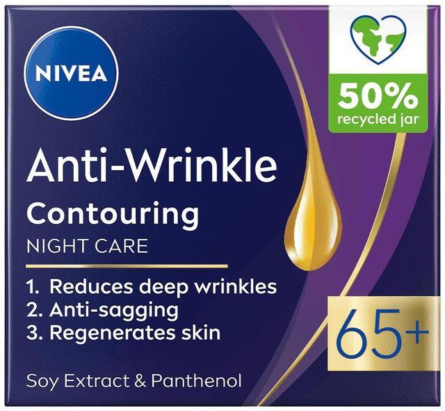 NIVEA 50ml Anti-Wrinkle Contouring Night Cream 65+ -yövoide