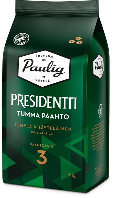 Paulig Presidentti Tumma Paahto kahvi kahvipapu 1kg