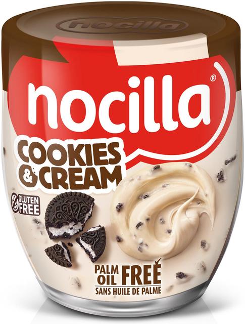 Nocilla Cookies & Cream hasselpähkinälevite kaakaokeksipaloilla 180g