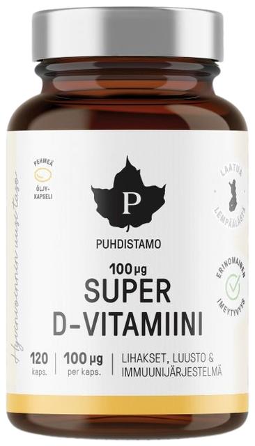Puhdistamo Super D-vitamiini 100 µg 120 kapselia