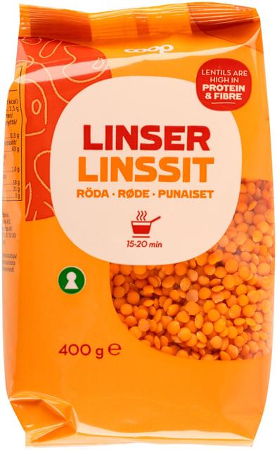 Coop kuivatatud punased läätsed 400g