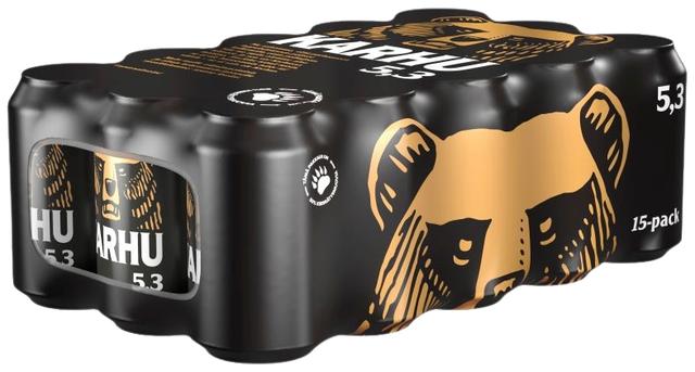 15-pack Karhu Lager olut 5,3% tölkki 0,33 L