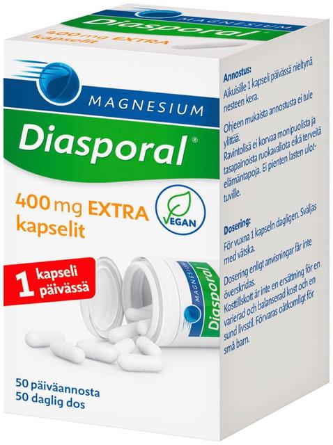 Diasporal magnesium kapseli 400mg Extra ravintolisä 41g/50kaps