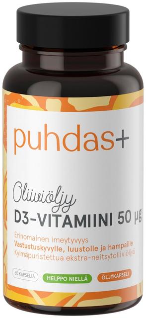Puhdas+ Oliiviöljy D3-Vitamiini 50µg 60 kaps
