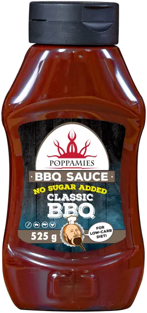Poppamies BBQ Sauce Classic BBQ No sugar added grillikastike 525g