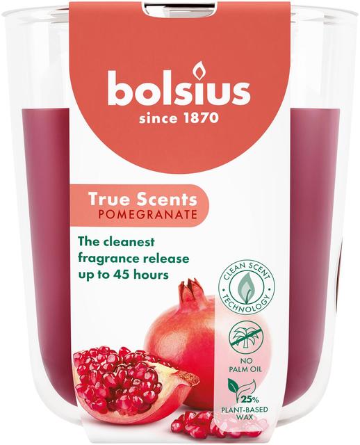 Bolsius True Scents – tuoksukynttilä lasissa – Granaattiomena – punainen – suuri