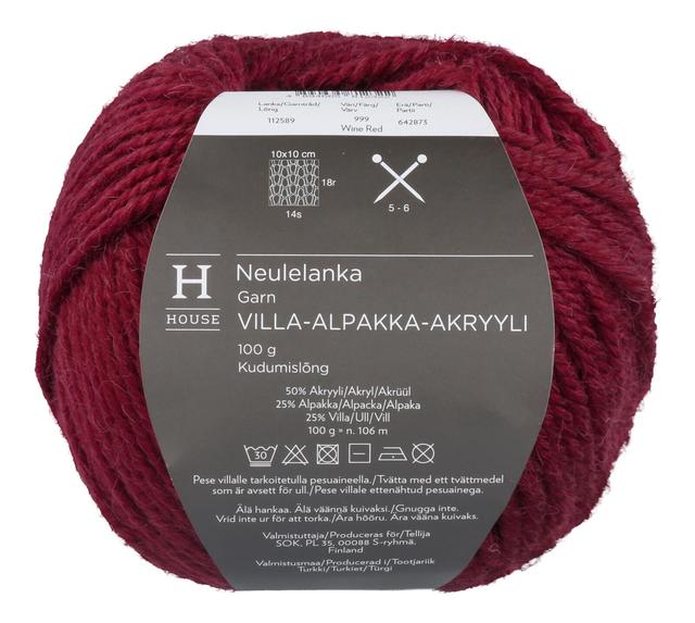 House neulelanka villa-alpakka-akryyli 112589 100 g Wine Red 999