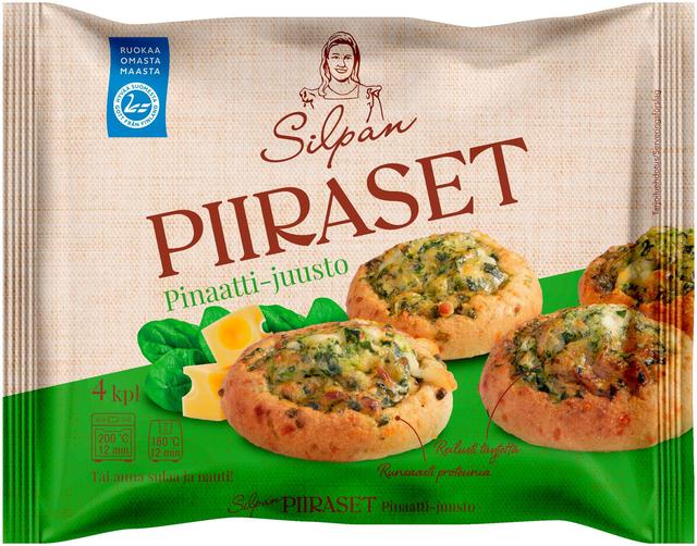 Silpan pinaatti-juustopiiraset 4 x 55g / 220g, kypsä pakaste