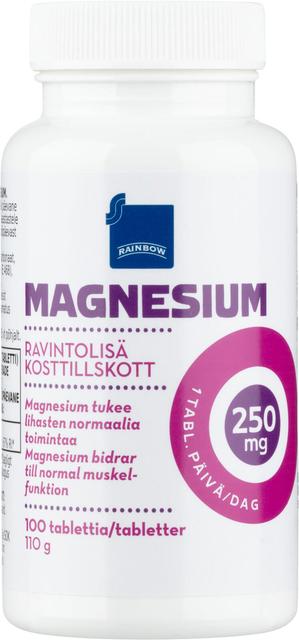 Rainbow magnesium 250 mg ravintolisä 110 g/100 kpl