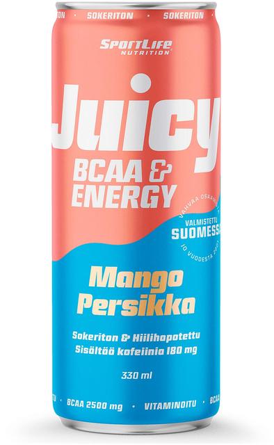SportLife Nutrition Juicy BCAA 330ml Mango-persikka hiilihapotettu virkistysjuoma