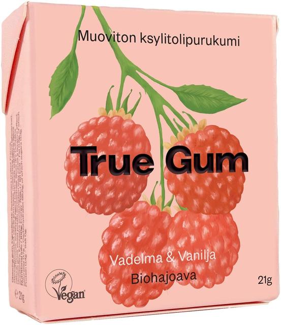 True Gum ksylitolipurukumi muoviton vadelma 21g