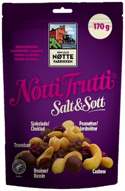 Den Lille Nøttefabrikken Nøtti Frutti Salt & Søtt pähkinä-hedelmäsekoitus RA 170g