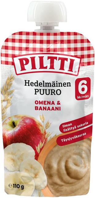 Piltti 110g Hedelmäinen Puuro Omena-banaani 6kk annospussi