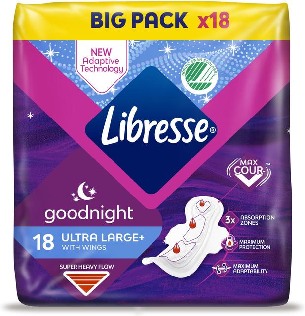 LIBRESSE Night Ultra Large+ wing side 18 kpl Big pack