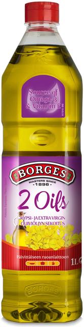 1L Borges 2 Oils Rypsi- ja neitsytoliiviöljysekoitus
