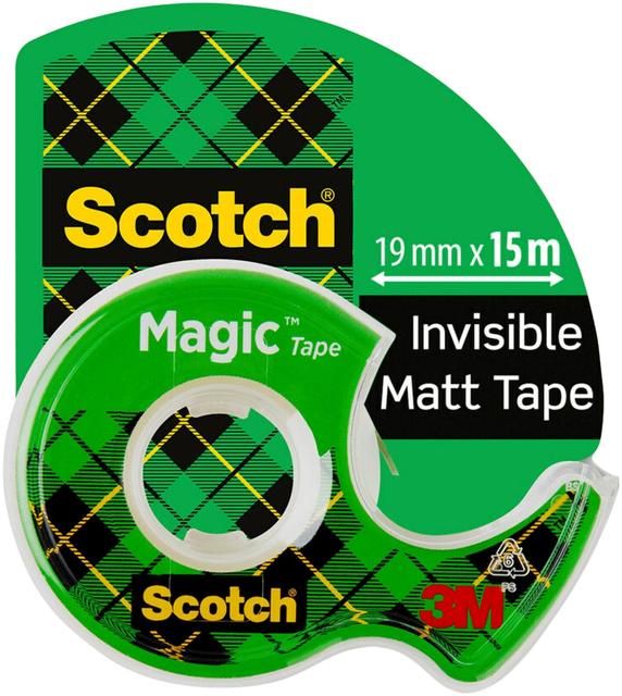 Scotch® Magic™ Invisible -teippi, 19 mm x 15 m + käteen sopiva katkaisulaite