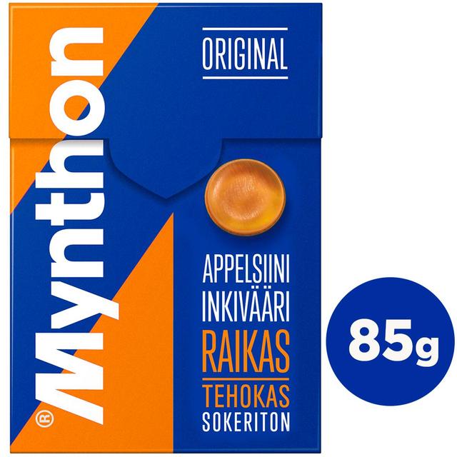 Mynthon Original Appelsiini-Inkivääri +C sokeriton kurkkupastilli 85g