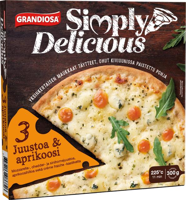 Grandiosa Simply Delicious kolme juustoa & aprikoosi pakastepizza 300g
