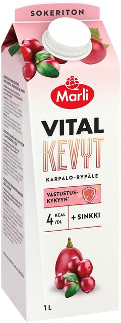 Marli Vital Kevyt Karpalo-rypäle + flavonoidit + sinkkilaktaatti mehujuoma 1 L