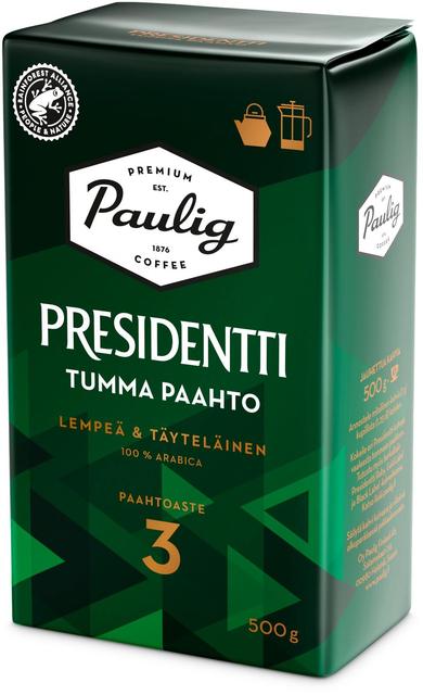 Paulig Presidentti Tumma Paahto kahvi pannujauhatus 500g