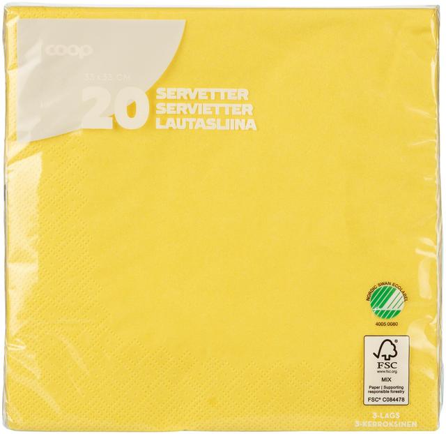 Coop lautasliina keltainen 33x33cm 20kpl