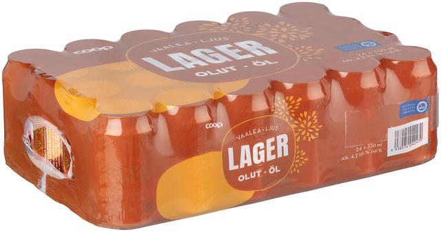 24-pack Coop Lager olut 4,2 % tölkki 0,33 L
