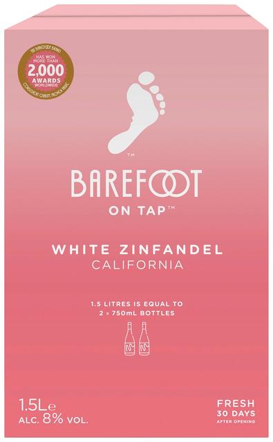 Barefoot White Zinfandel rosee viini 8% 1,5 l bib