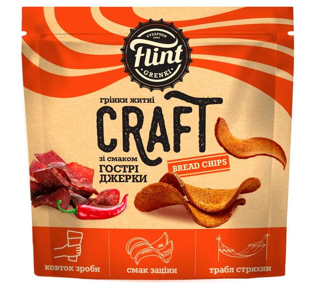 Flint craft grenki vürtsikad vinnutatud liha maitselised  lainelised leivakesed 90g