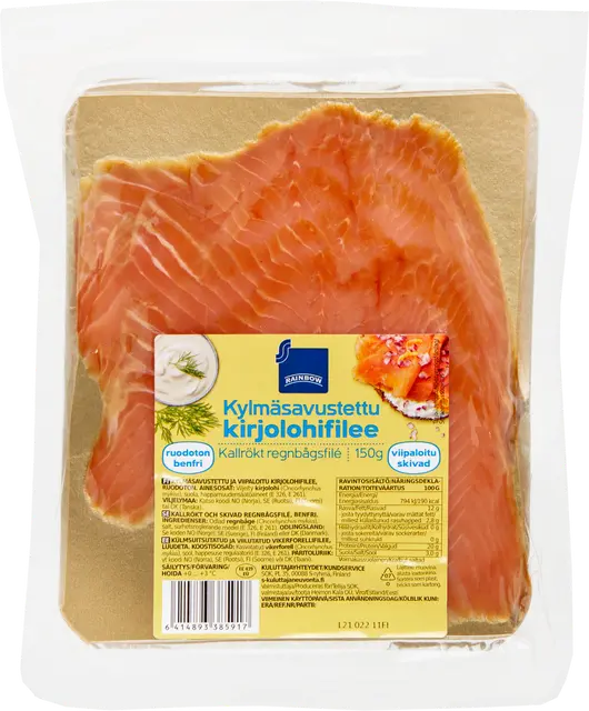Rainbow kylmäsavustettu kirjolohifilee viipaloitu 150 g