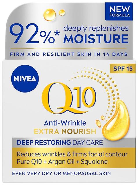 NIVEA 50ml Q10 Anti-Wrinkle Extra Nourish Deep Restoring Day Cream SK15 -päivävoide