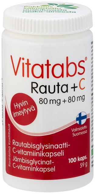 Vitatabs RAUTA +C 80 mg + 80 mg rautabisglysinaatti-C-vitamiinikapseli 100kaps