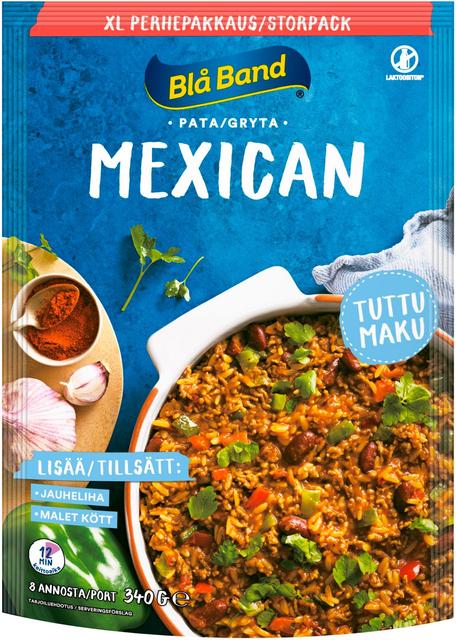 Blå Band laktoositon Mexican pata XL perhepakkaus riisi-kasvis-mausteseos 340g