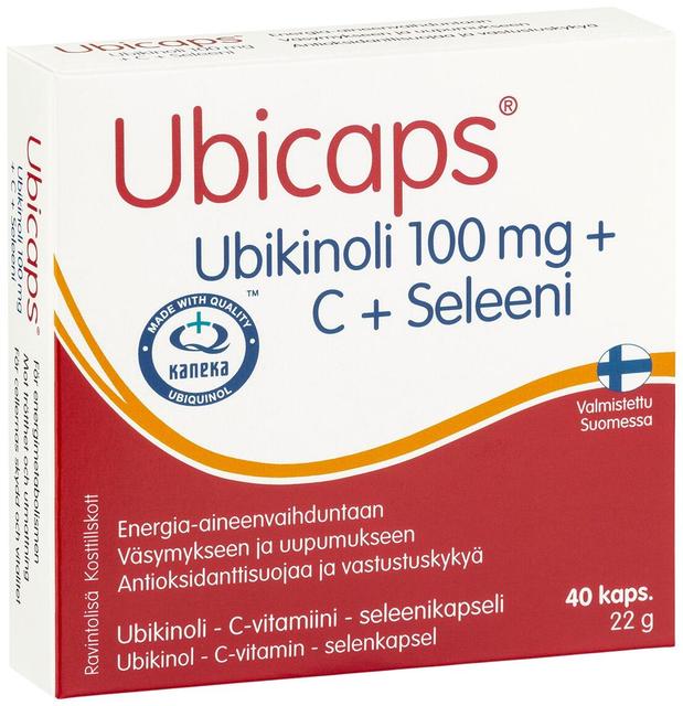 Ubicaps Ubikinoli 100 mg + C + Seleeni Ubikinoli - C-vitamiini - seleenikapseli 40 kaps