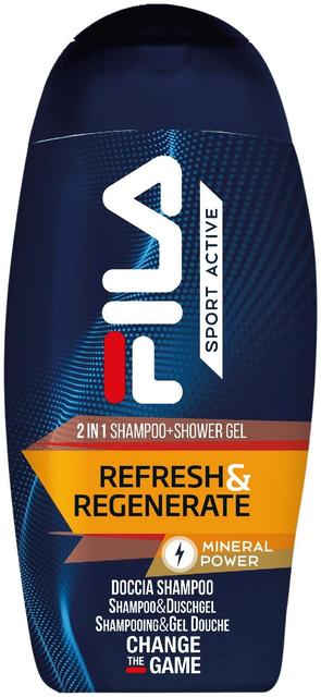 FILA 2IN1 Suihkusaippua & shampoo raikastaa ja uudistaa, miehille 250 ml