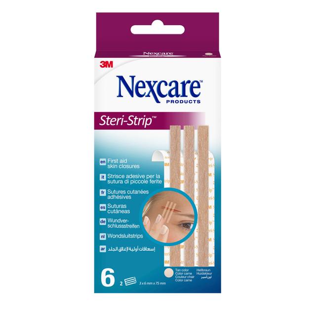Nexcare™ Steri-Strip™ haavansulkuteipit, ihonvärinen, 6 mm x 75 mm, 6 kpl/pakkaus
