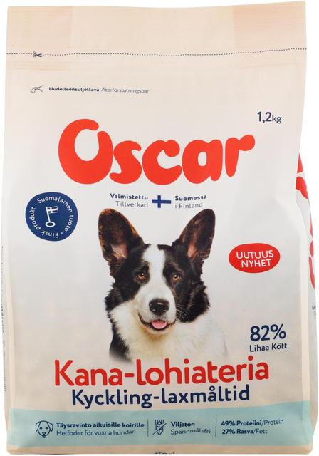 Oscar Kana-lohiateria koirille täysravinto 1,2kg