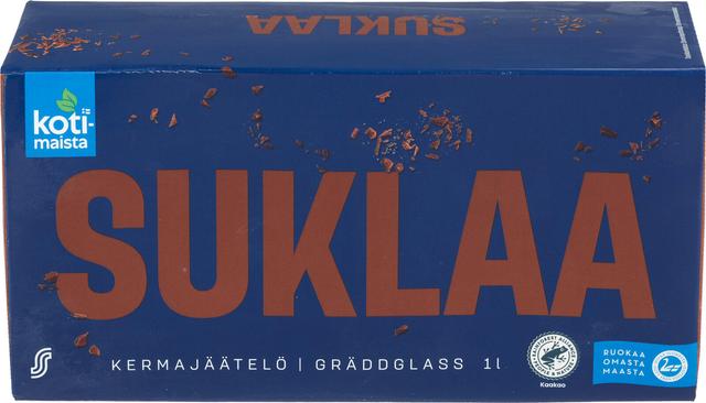 Kotimaista suklaa kermajäätelö kotipakkaus 1L/500g