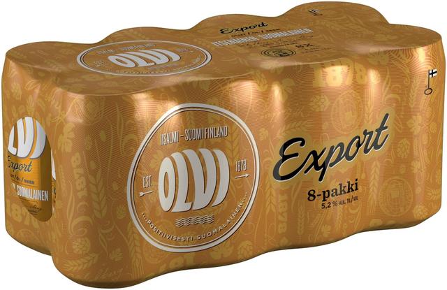 8 x OLVI Export 5,2 % olut 0,33 l tlk kutiste