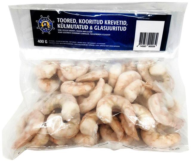 Kooritud krevetid, toored, 400g