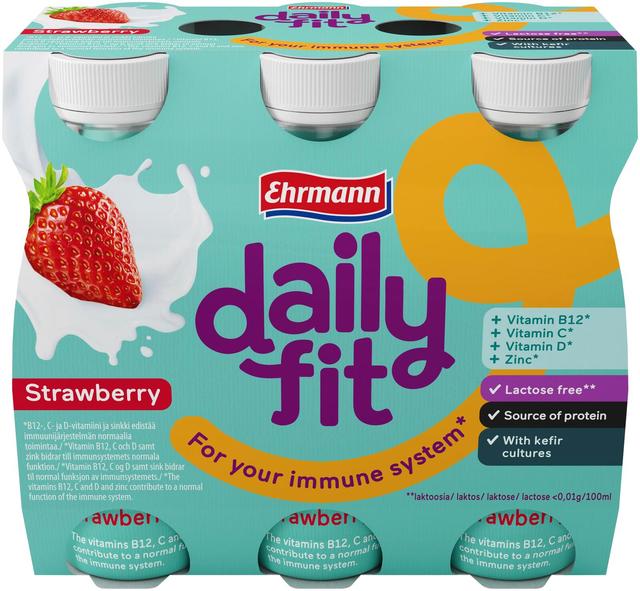 Ehrmann Daily Fit maasikamaitseline keefirijook 6 x 95 ml