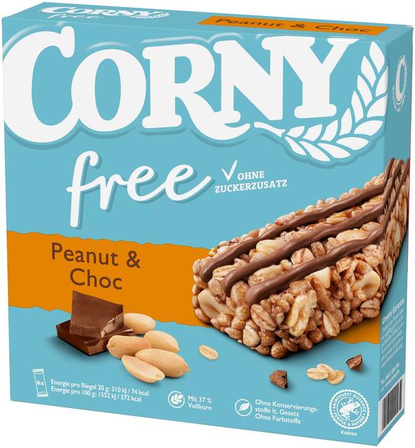 CORNY Free 6-pakk maapähkli-šokolaadi 120g