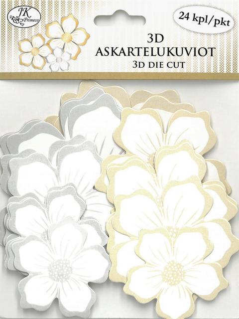 J.K. Primeco 3D askartelukuviot kukka valkoinen 24kpl/pkt
