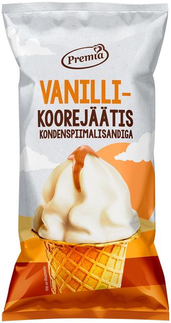 Premia vanilli-koorejäätis kondenspiimatäidisega vahvlitopsis 75g/140ml