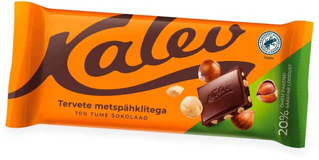 Kalev tume šokolaad tervete metspähklitega 100g