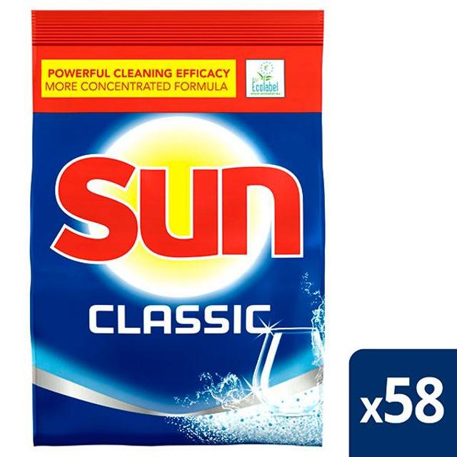 Sun Classic Täyttöpakkaus Konetiskiaine Tiivistetty Ympäristömerkki 1 kg 58 pesua