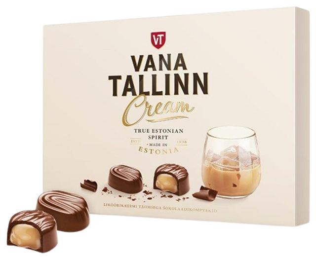 Kalev Vana Tallinn Cream koorelikööritäidisega šokolaadikompvekid 122 g